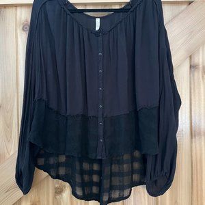 Free People medium black peasant blouse